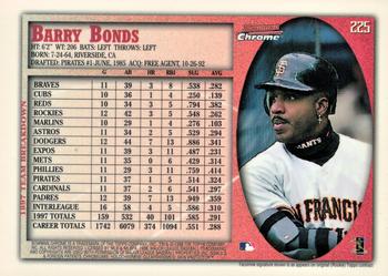 1998 Bowman Chrome - International #225 Barry Bonds Back
