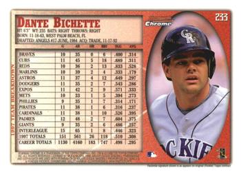 1998 Bowman Chrome - International #233 Dante Bichette Back