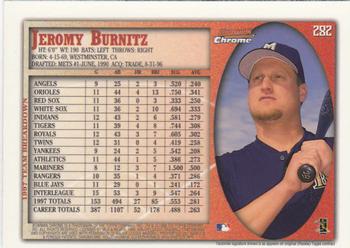 1998 Bowman Chrome - International #282 Jeromy Burnitz Back