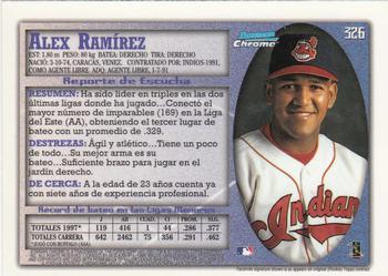 1998 Bowman Chrome - International #326 Alex Ramirez Back