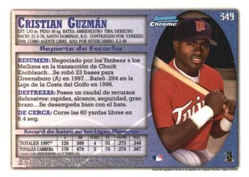 1998 Bowman Chrome - International #349 Cristian Guzman Back