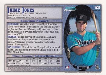 1998 Bowman Chrome - International Refractors #120 Jaime Jones Back