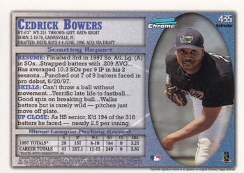 1998 Bowman Chrome - International Refractors #435 Cedrick Bowers Back
