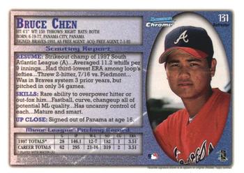 1998 Bowman Chrome - Refractors #131 Bruce Chen Back