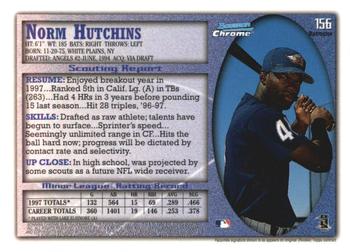 1998 Bowman Chrome - Refractors #156 Norm Hutchins Back