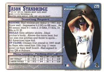 1998 Bowman Chrome - Refractors #219 Jason Standridge Back