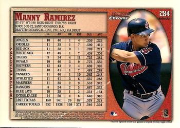 1998 Bowman Chrome - Refractors #284 Manny Ramirez Back