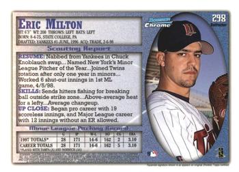 1998 Bowman Chrome - Refractors #298 Eric Milton Back