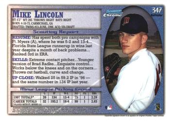 1998 Bowman Chrome - Refractors #347 Mike Lincoln Back