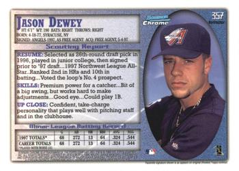 1998 Bowman Chrome - Refractors #357 Jason Dewey Back