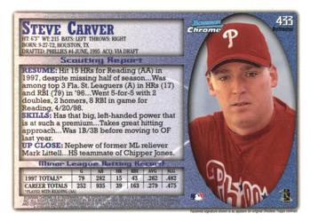 1998 Bowman Chrome - Refractors #433 Steve Carver Back