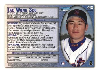 1998 Bowman Chrome - Refractors #438 Jae Weong Seo Back