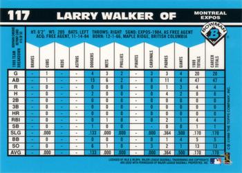 1998 Bowman Chrome - Bowman Rookie Reprints #16 Larry Walker Back