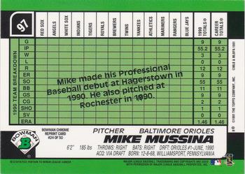 1998 Bowman Chrome - Bowman Rookie Reprints #24 Mike Mussina Back