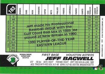 1998 Bowman Chrome - Bowman Rookie Reprints #25 Jeff Bagwell Back