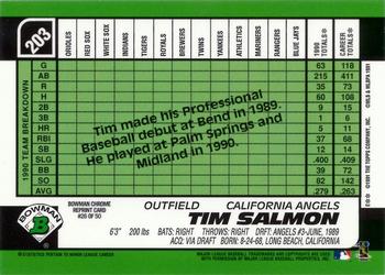 1998 Bowman Chrome - Bowman Rookie Reprints #26 Tim Salmon Back