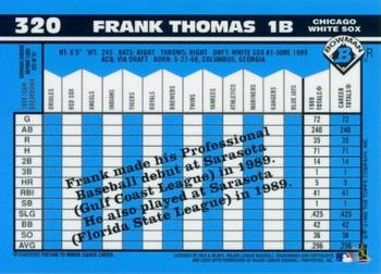 1998 Bowman Chrome - Bowman Rookie Reprints Refractors #20 Frank Thomas Back