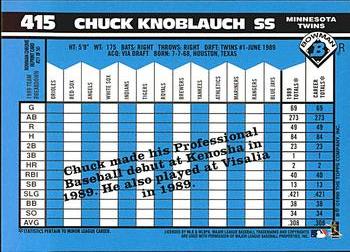 1998 Bowman Chrome - Bowman Rookie Reprints Refractors #21 Chuck Knoblauch Back