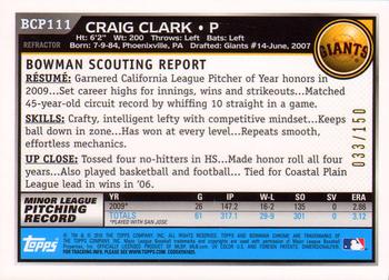 2010 Bowman Chrome - Prospects Blue Refractors #BCP111 Craig Clark Back