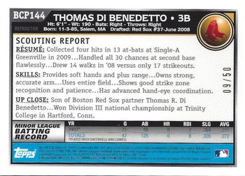 2010 Bowman Chrome - Prospects Gold Refractors #BCP144 Thomas Di Benedetto Back