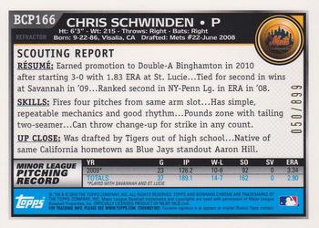 2010 Bowman Chrome - Prospects Purple Refractors #BCP166 Chris Schwinden Back
