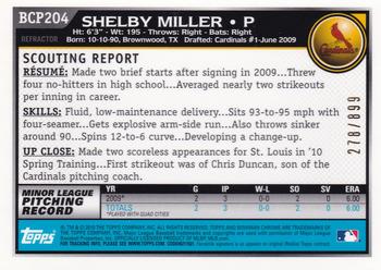 2010 Bowman Chrome - Prospects Purple Refractors #BCP204 Shelby Miller Back