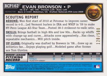 2010 Bowman Chrome - Prospects Refractors #BCP162 Evan Bronson Back