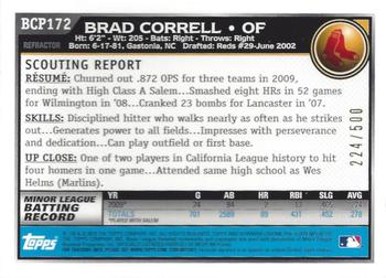 2010 Bowman Chrome - Prospects Refractors #BCP172 Brad Correll Back