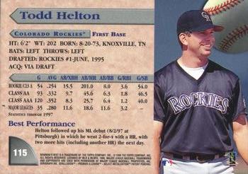 1998 Bowman's Best - Certified Autographs #115 Todd Helton Back