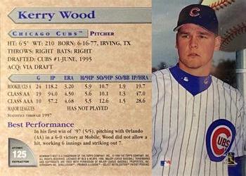 1998 Bowman's Best - Certified Autographs Atomic Refractor #125 Kerry Wood Back