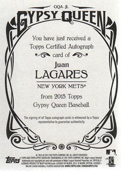 2015 Topps Gypsy Queen - Autographs #GQA-JL Juan Lagares Back