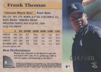 1998 Bowman's Best - Refractors #6 Frank Thomas Back