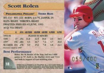 1998 Bowman's Best - Refractors #18 Scott Rolen Back