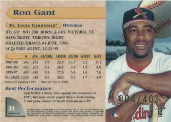 1998 Bowman's Best - Refractors #31 Ron Gant Back