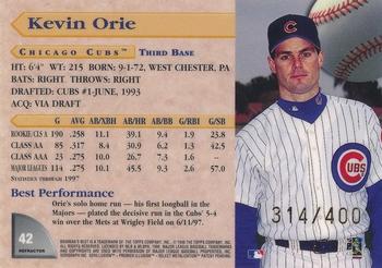1998 Bowman's Best - Refractors #42 Kevin Orie Back