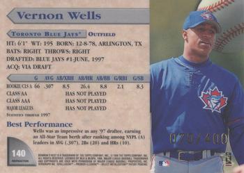 1998 Bowman's Best - Refractors #140 Vernon Wells Back