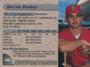 1998 Bowman's Best - Refractors #142 Brent Butler Back