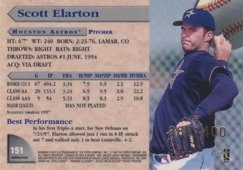 1998 Bowman's Best - Refractors #151 Scott Elarton Back