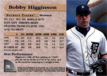 1998 Bowman's Best - Refractors #75 Bobby Higginson Back