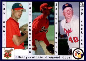 1999 Warning Track Albany-Colonie Diamond Dogs #21 Max Newill / Matt Robertson / Jason Seely Front