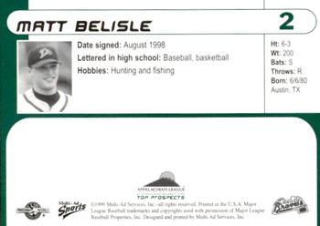 1999 Multi-Ad Appalachian League Top Prospects #2 Matt Belisle Back