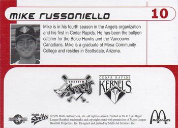 1999 Multi-Ad Cedar Rapids Kernels #NNO Mike Russoniello Back