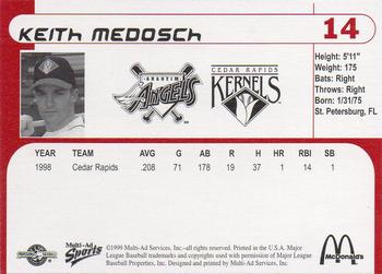 1999 Multi-Ad Cedar Rapids Kernels #NNO Keith Medosch Back