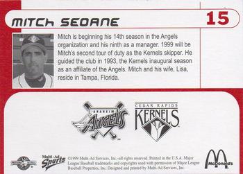 1999 Multi-Ad Cedar Rapids Kernels #NNO Mitch Seoane Back