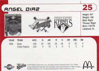 1999 Multi-Ad Cedar Rapids Kernels #NNO Angel Diaz Back