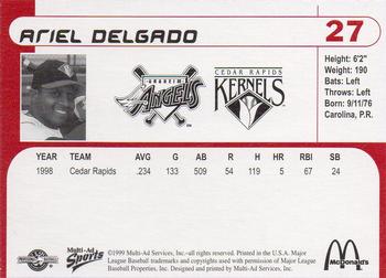 1999 Multi-Ad Cedar Rapids Kernels #NNO Ariel Delgado Back