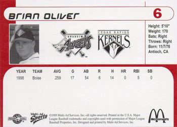 1999 Multi-Ad Cedar Rapids Kernels #NNO Brian Oliver Back