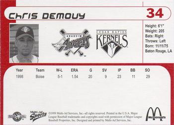 1999 Multi-Ad Cedar Rapids Kernels #NNO Chris Demouy Back