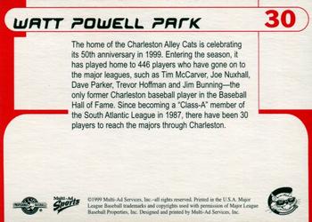 1999 Multi-Ad Charleston Alley Cats #30 Watt Powell Park Back
