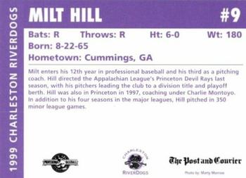 1999 Charleston RiverDogs #NNO Milt Hill Back